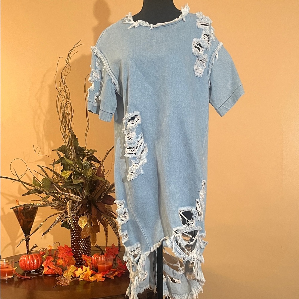 Distressed Denim T-Shirt Dress